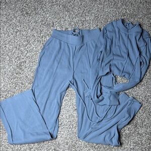 Light Blue Two-Piece Knit Set - Top & Pants